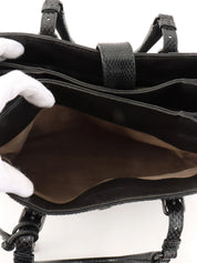 Python Intrecciato Handbag in Black