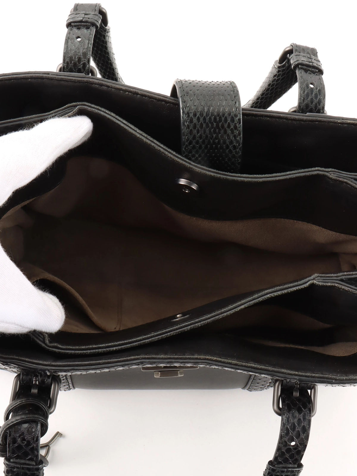 Python Intrecciato Handbag in Black