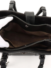Python Intrecciato Handbag in Black