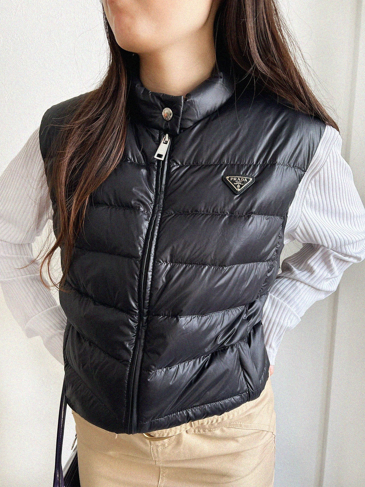 Logo Plate Down Vest Black