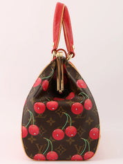 2005 Takashi Murakami Collaboration Monogram Cherry Sac Fermoir MM Brown/Red