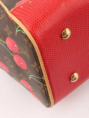 2005 Takashi Murakami Collaboration Monogram Cherry Sac Fermoir MM Brown/Red