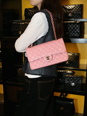 2004 Caviar Skin Classic Flap Chain Bag 25cm Pink