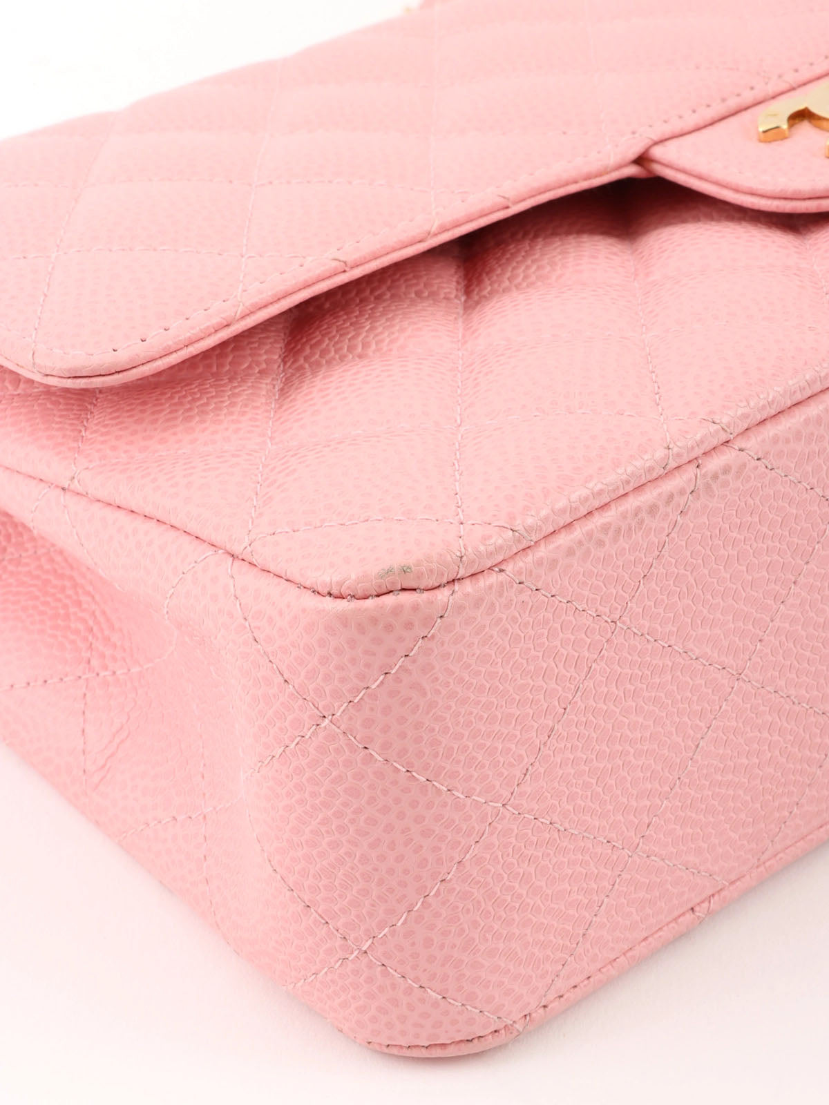 2004 Caviar Skin Classic Flap Chain Bag 25cm Pink
