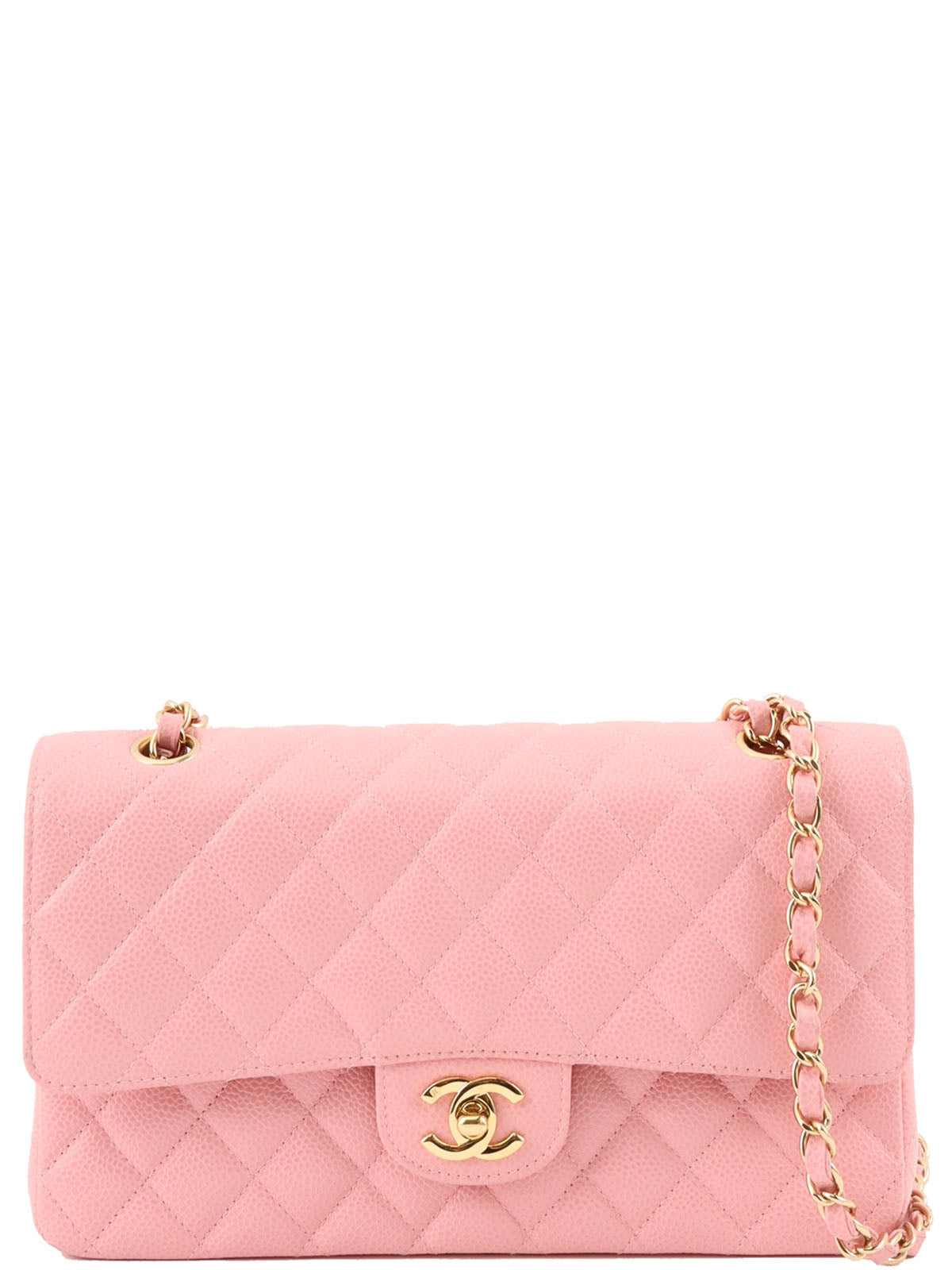 2004 Caviar Skin Classic Flap Chain Bag 25cm Pink