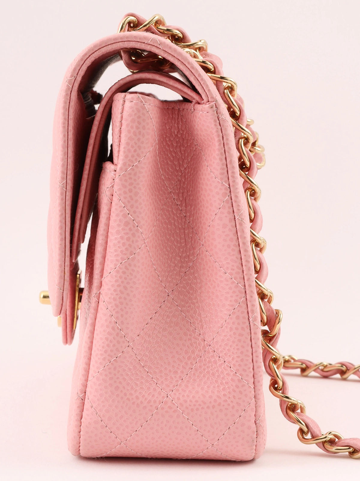 2004 Caviar Skin Classic Flap Chain Bag 25cm Pink