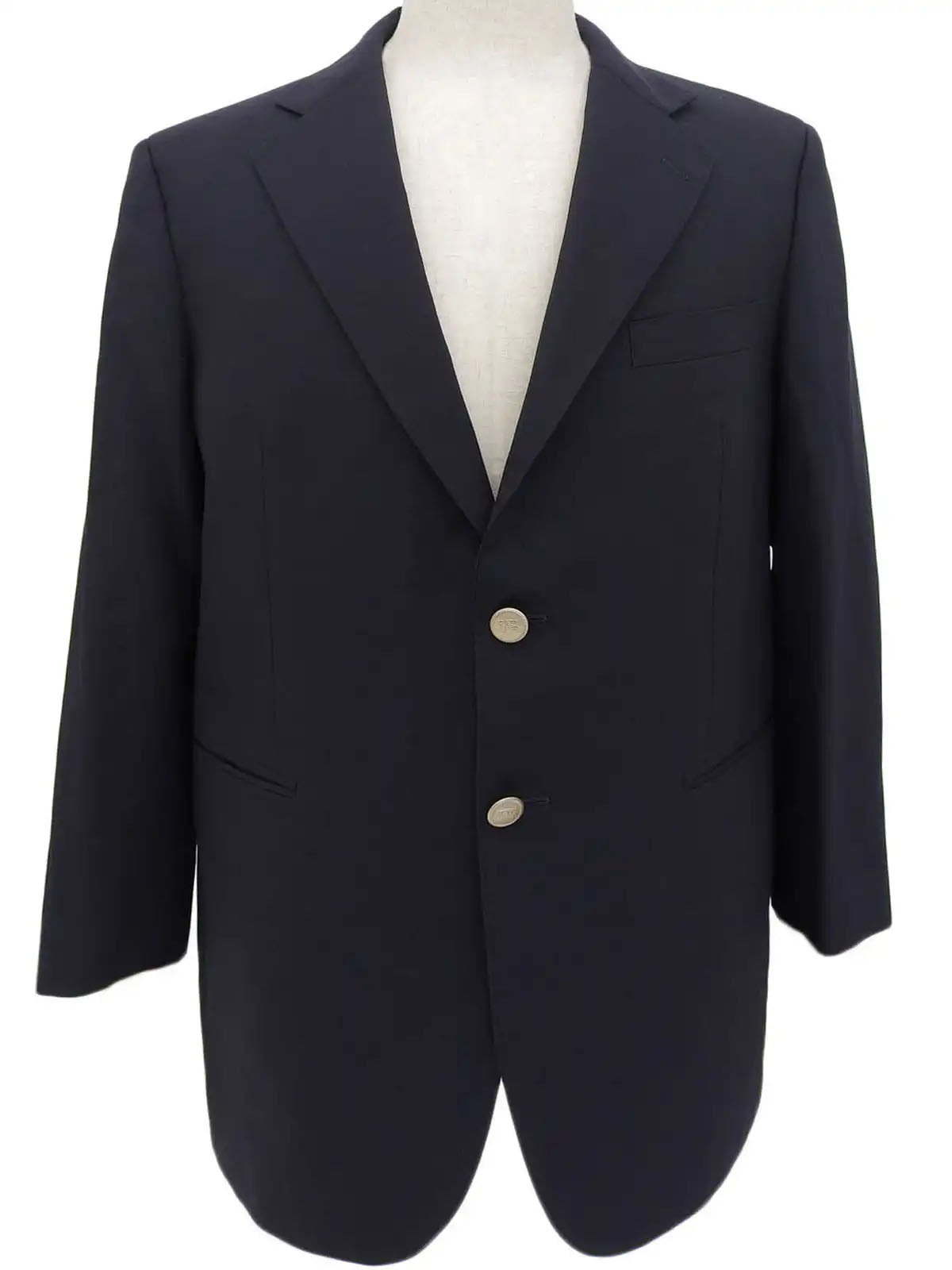 Navy wool logo button tailored jacket