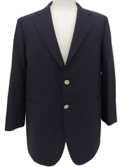 Navy wool logo button tailored jacket