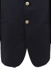 Navy wool logo button tailored jacket