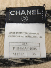 2001 羊绒徽标链边图案针织上衣(米色)
