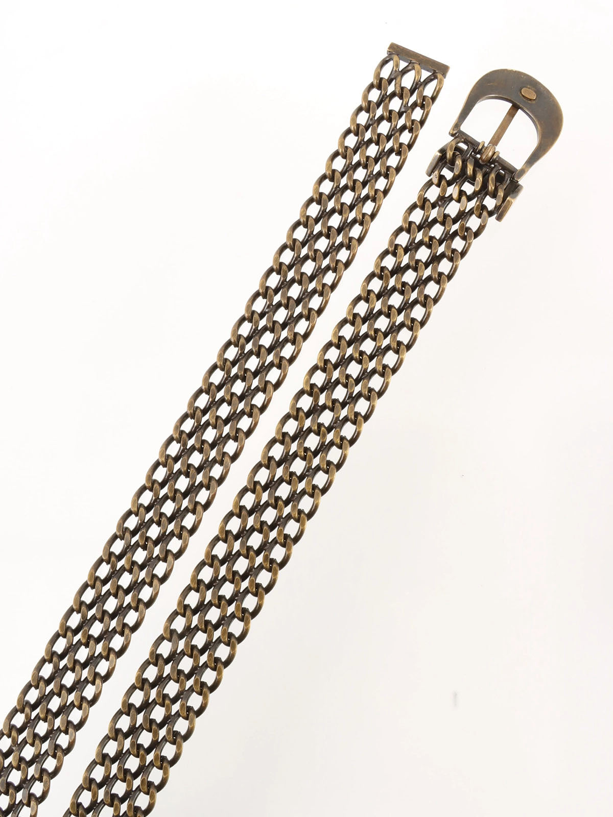 1997 Logo Plate Triple Chain Belt Antique Gold