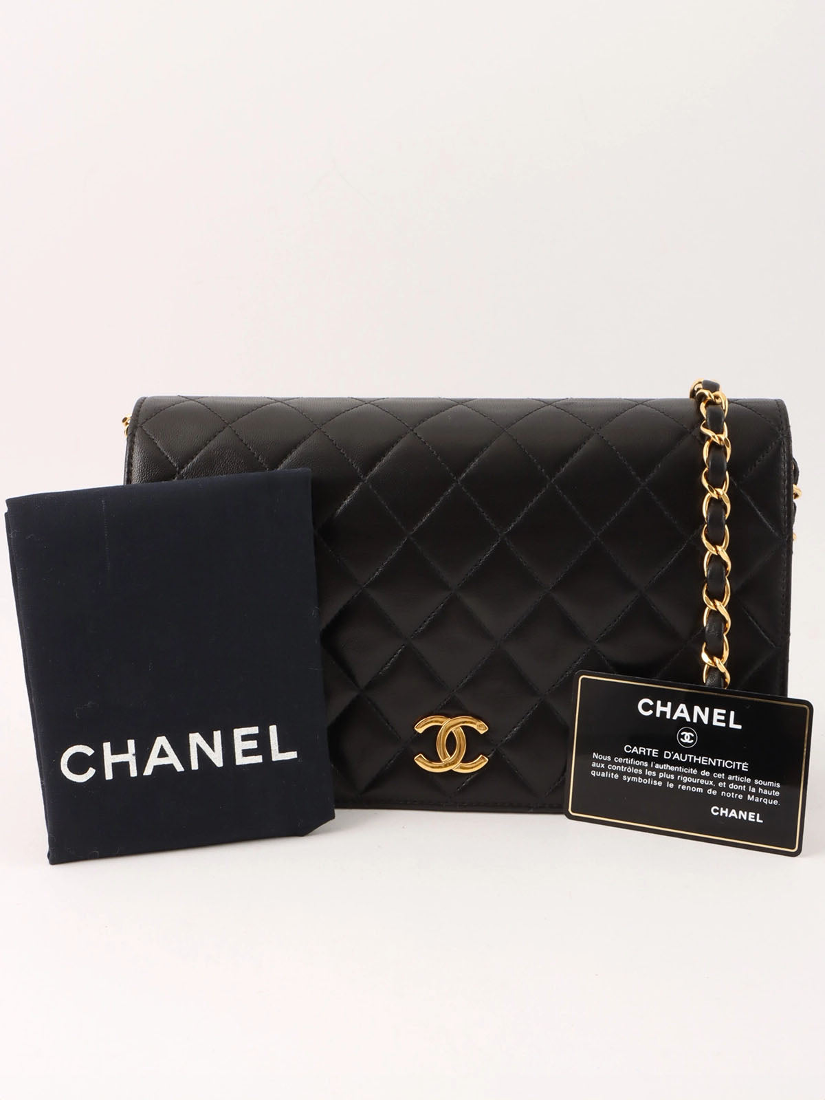 1997 Full Flap CC Mark Plate Chain Bag, Black