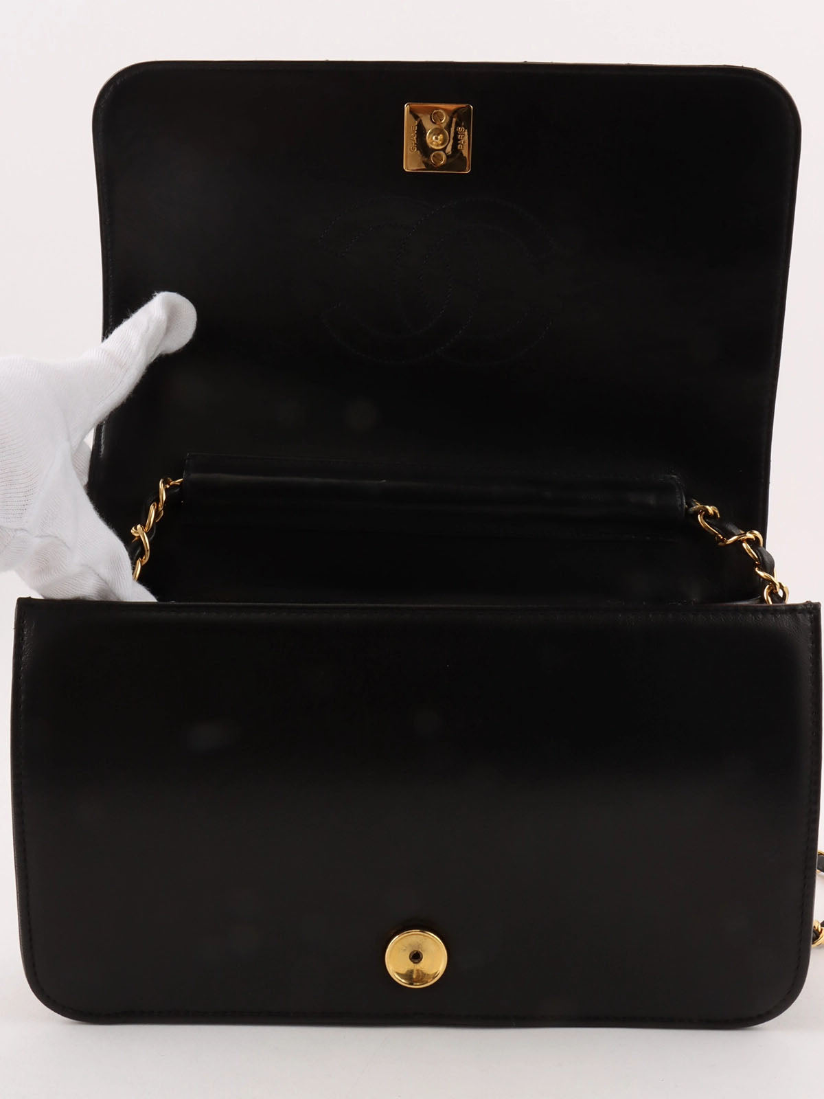 1997 Full Flap CC Mark Plate Chain Bag, Black
