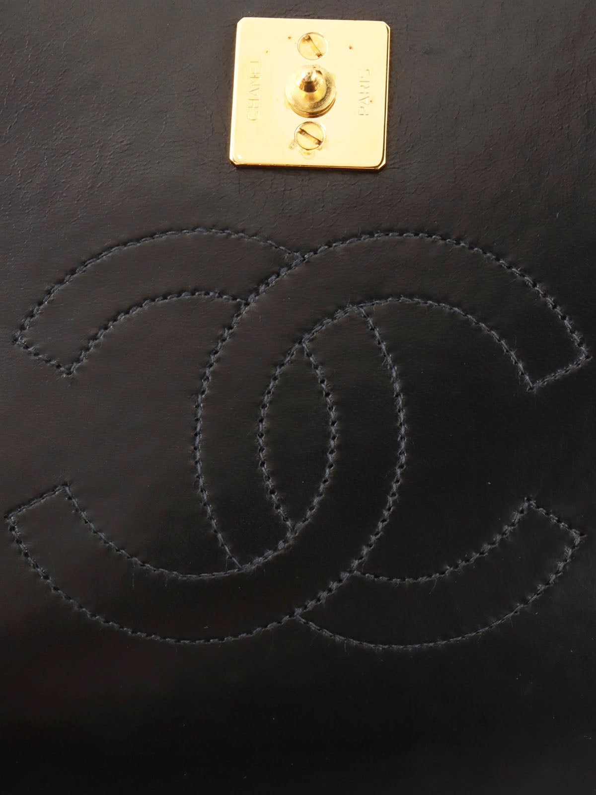 1997 Full Flap CC Mark Plate Chain Bag, Black