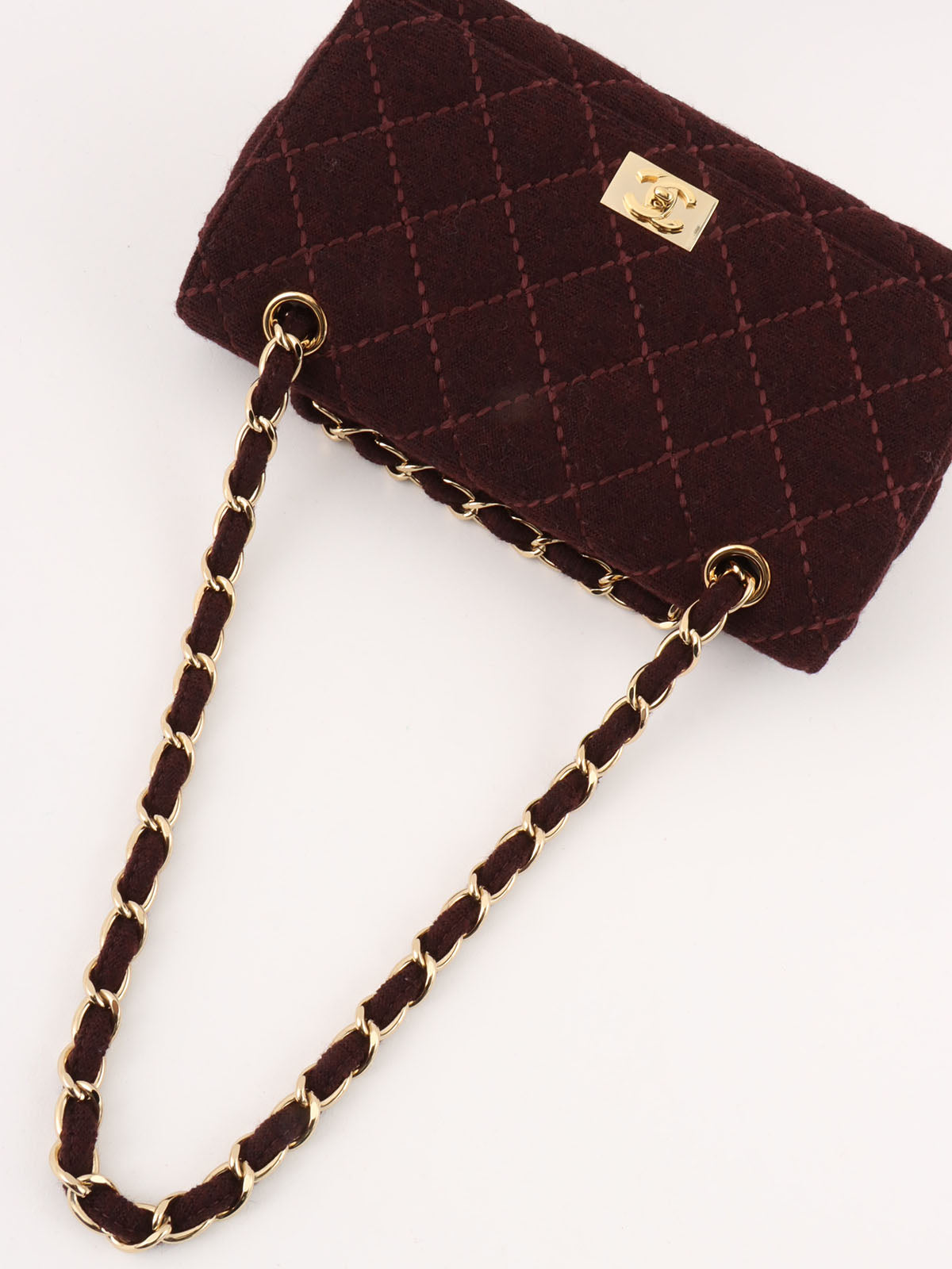 2001 Wool Wild Stitch CC Turnlock Chain Shoulder Bag, Bordeaux