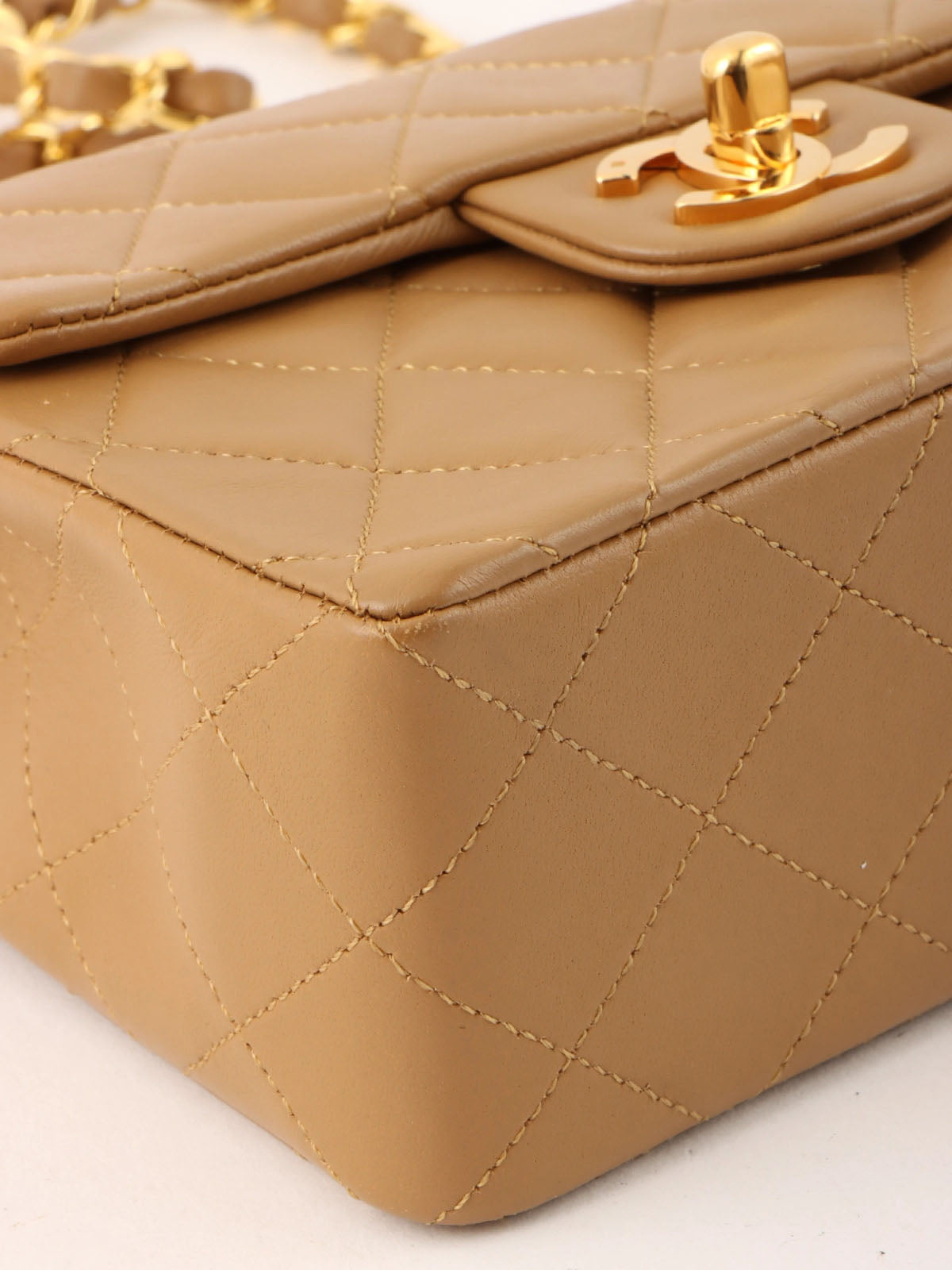 1990's Classic Flap Chain Bag Mini, Beige