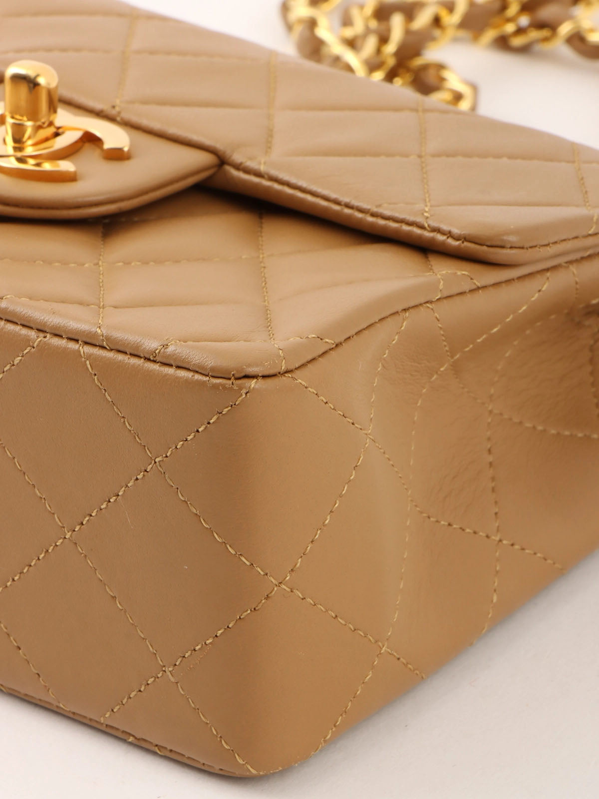 1990's Classic Flap Chain Bag Mini, Beige