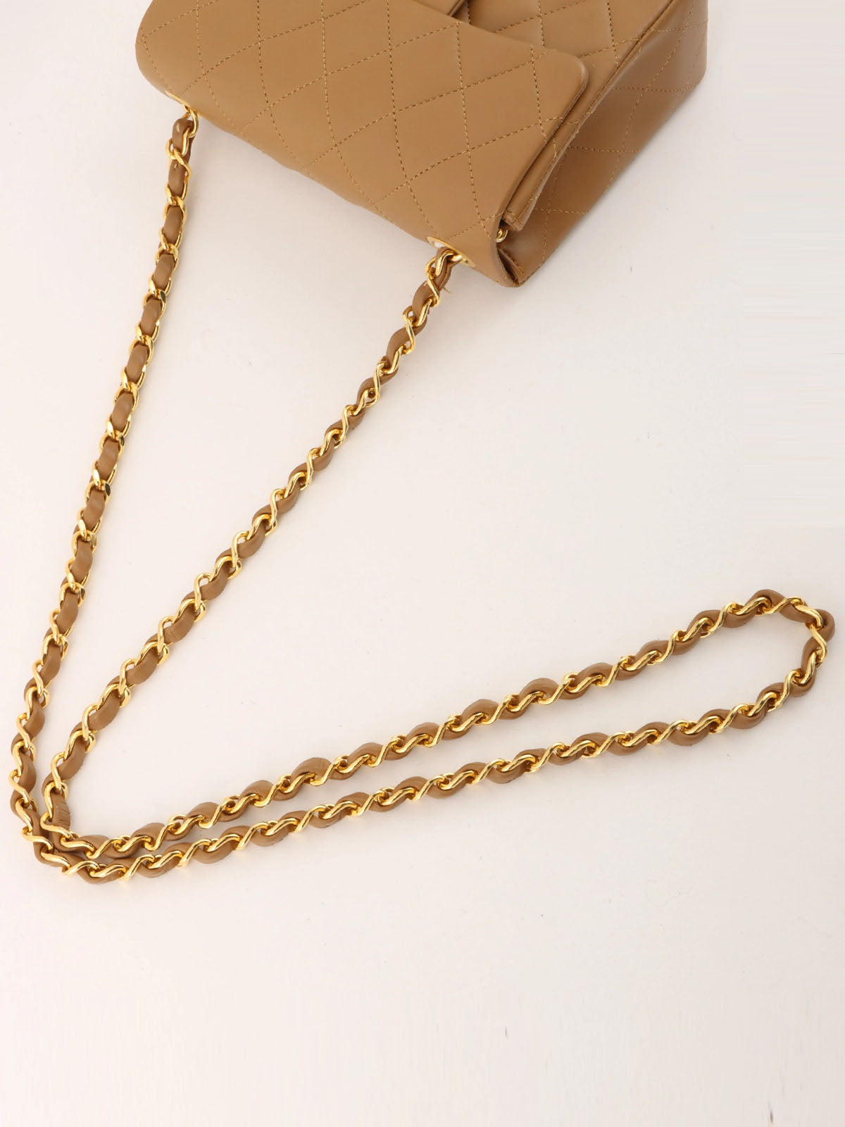 1990's Classic Flap Chain Bag Mini, Beige