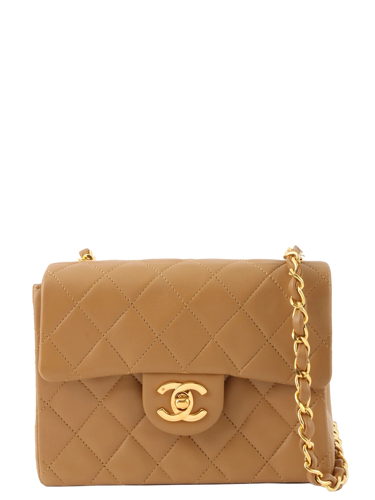 1990's Classic Flap Chain Bag Mini, Beige