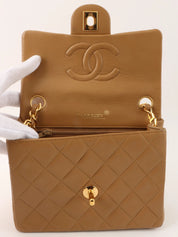 1990's Classic Flap Chain Bag Mini, Beige