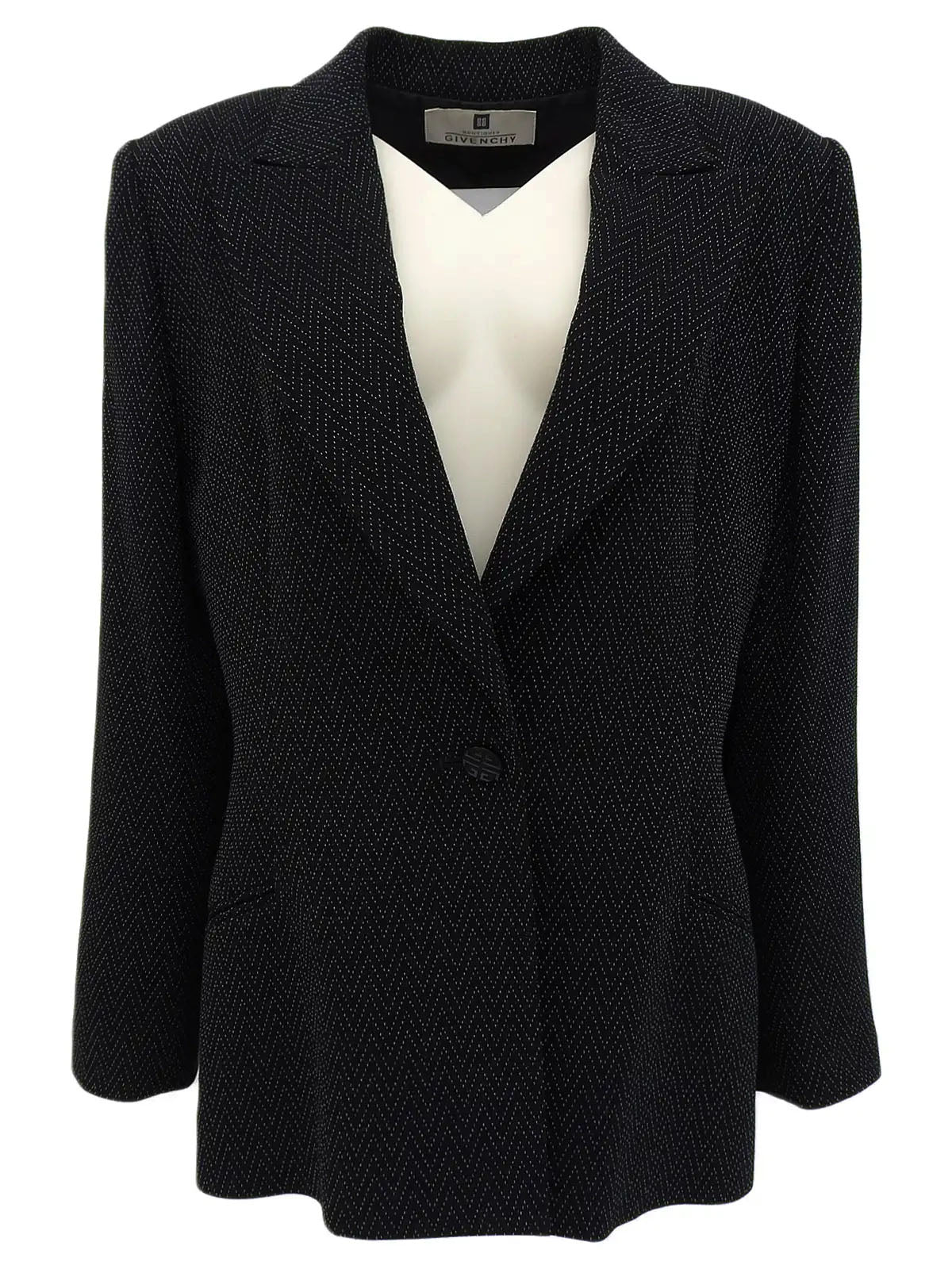 デザインステッチロゴボタンジャケット ブラック