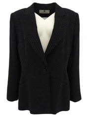 デザインステッチロゴボタンジャケット ブラック