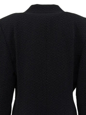 デザインステッチロゴボタンジャケット ブラック