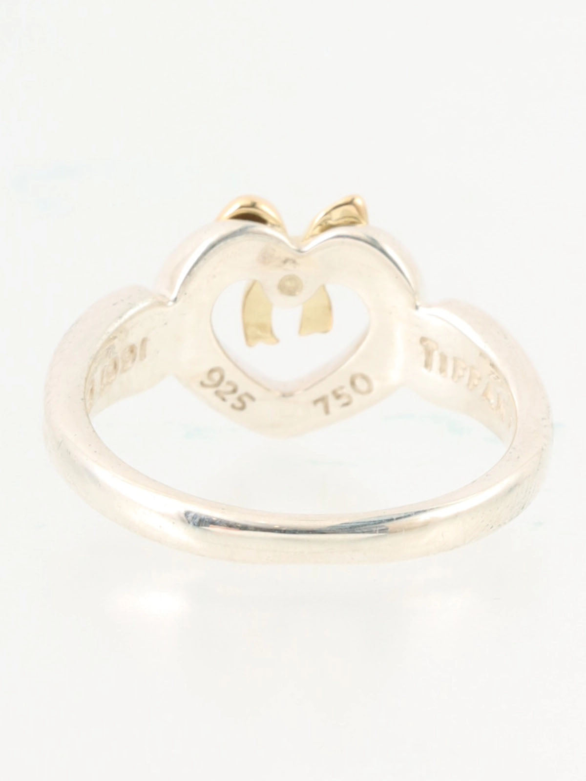 18K925 Heart Ribbon Motif Ring Silver/Gold