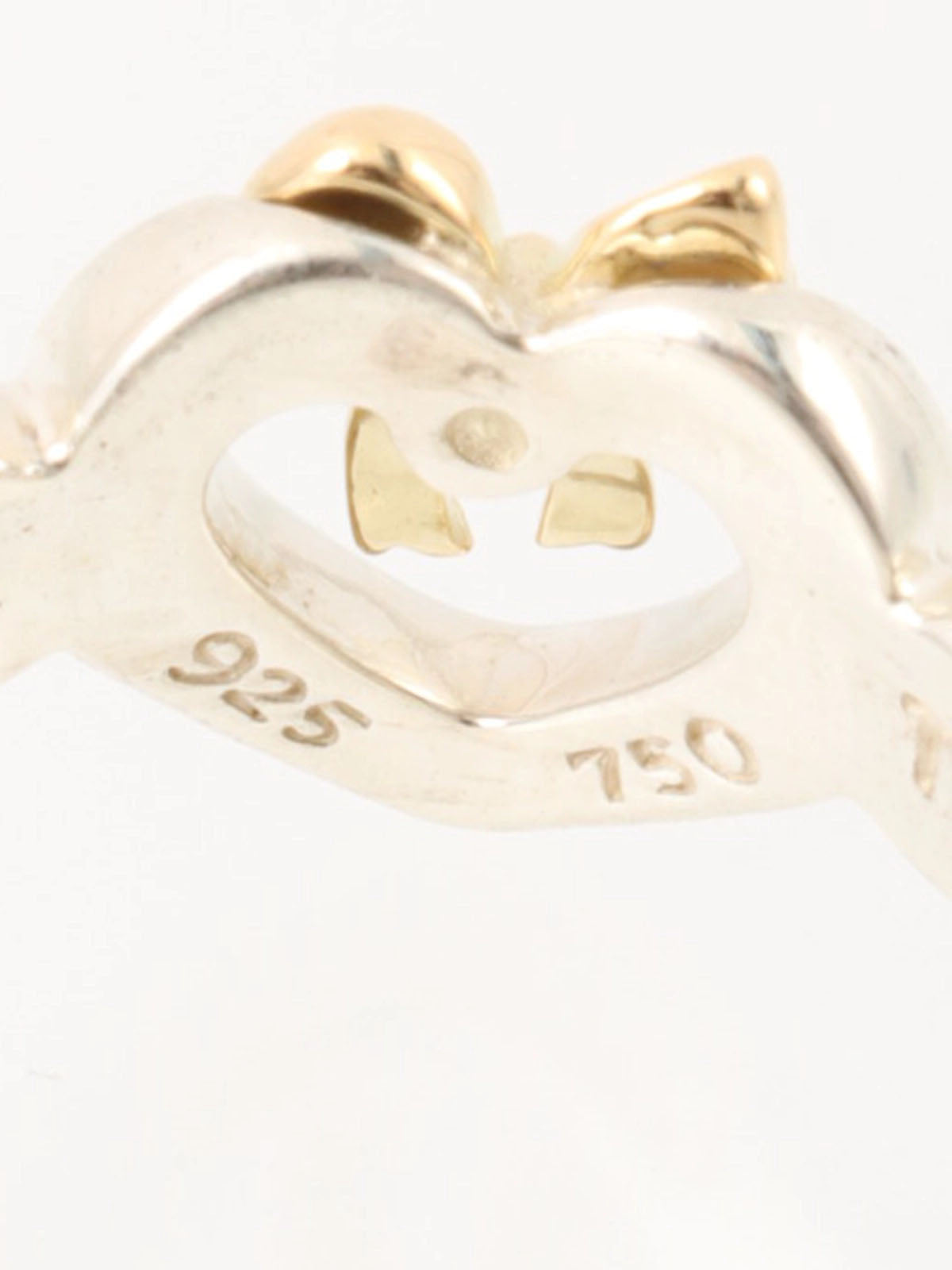 18K925 Heart Ribbon Motif Ring Silver/Gold