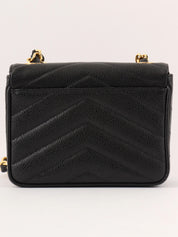 1995 Caviar Skin V-Stitch CC Turnlock Shoulder Bag in Black