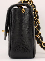 1995 Caviar Skin V-Stitch CC Turnlock Shoulder Bag in Black