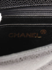 1995 Caviar Skin V-Stitch CC Turnlock Shoulder Bag in Black