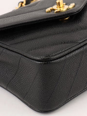 1995 Caviar Skin V-Stitch CC Turnlock Shoulder Bag in Black