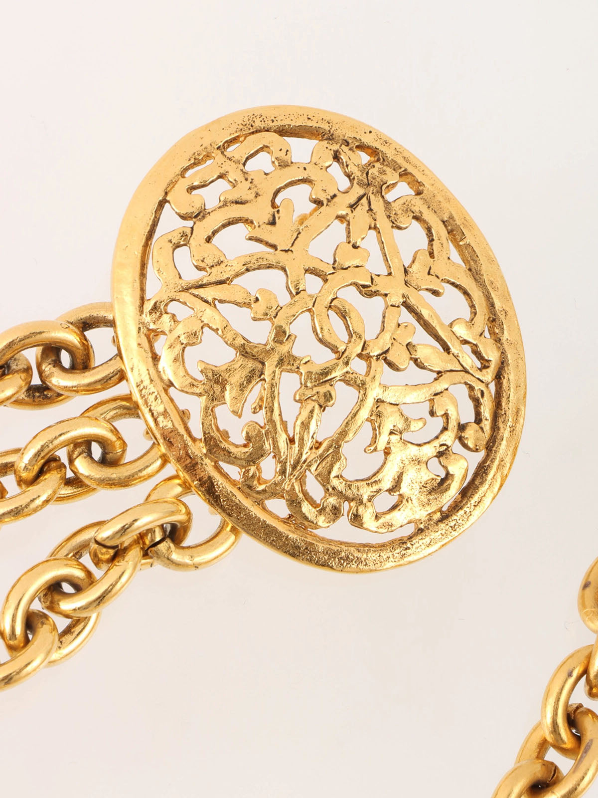 1991 Oval Cutout CC Mark Design Chain Belt, Gold