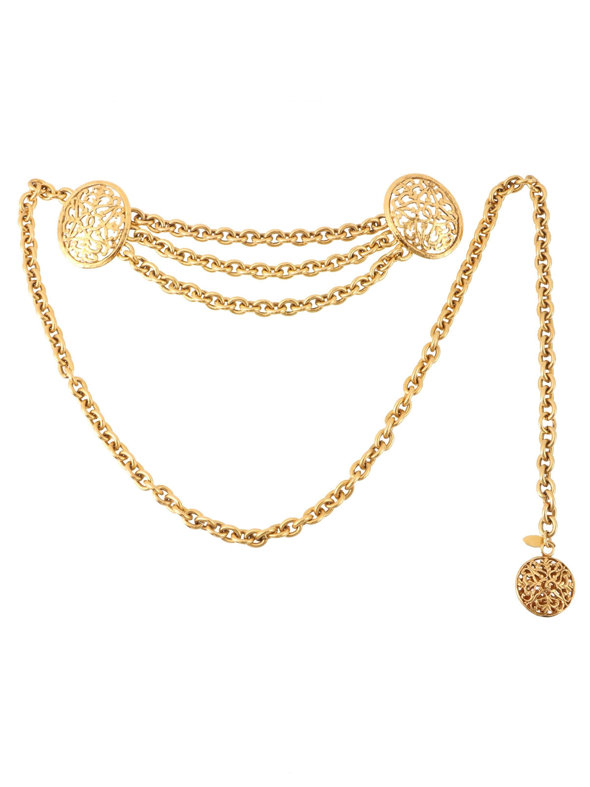 1991 Oval Cutout CC Mark Design Chain Belt, Gold