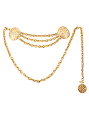 1991 Oval Cutout CC Mark Design Chain Belt, Gold