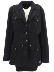 黑色条纹美杜莎纽扣套装