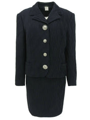 深海军蓝褶皱美杜莎纽扣套装