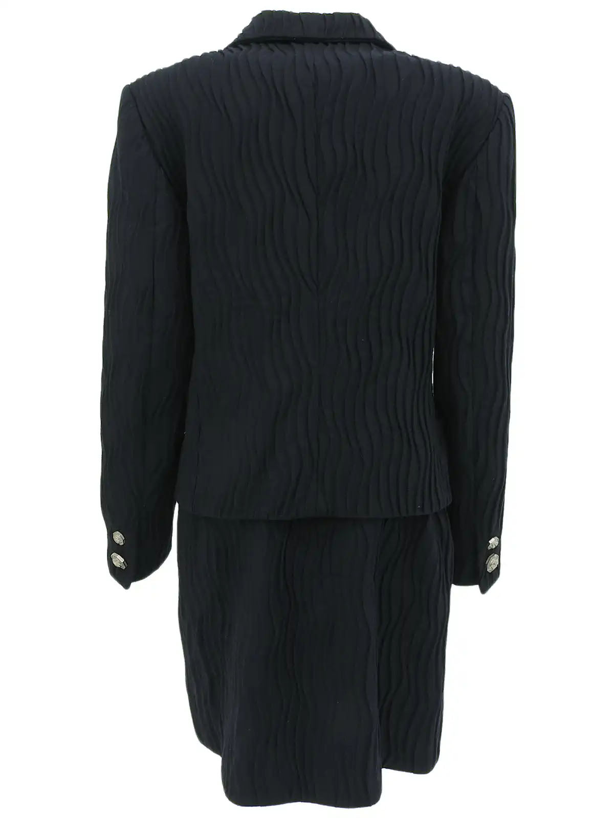 深海军蓝褶皱美杜莎纽扣套装