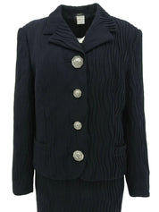 深海军蓝褶皱美杜莎纽扣套装