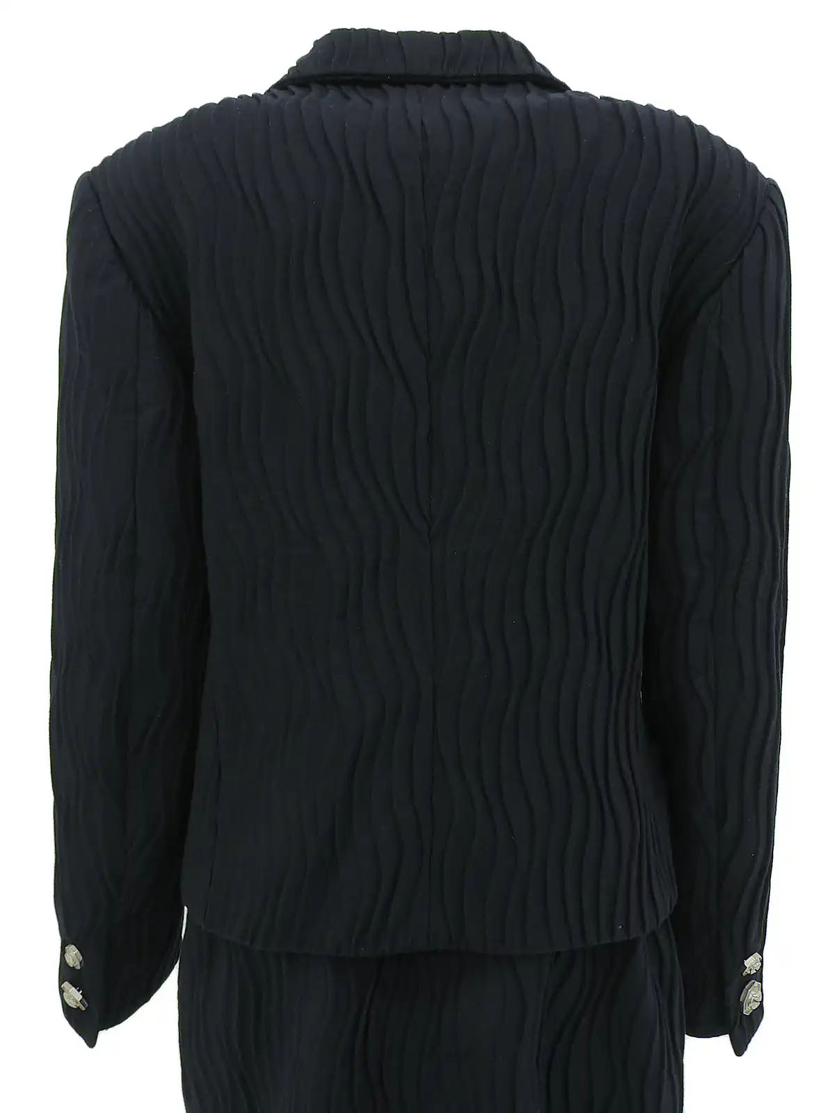 深海军蓝褶皱美杜莎纽扣套装