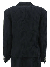 深海军蓝褶皱美杜莎纽扣套装