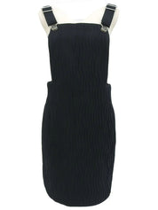 深海军蓝褶皱美杜莎纽扣套装