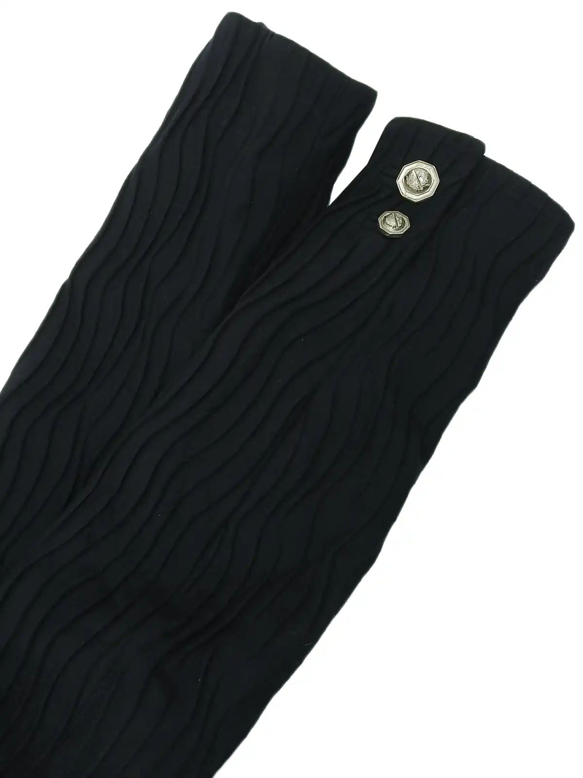 深海军蓝褶皱美杜莎纽扣套装