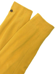Wool collarless long coat in mustard yellow