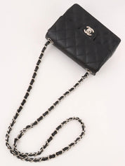 2005 Caviar Skin 经典翻盖链条包 迷你 黑色