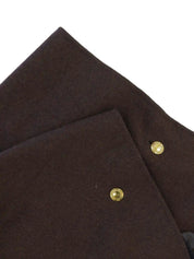 Wool logo button poncho coat in dark brown/navy