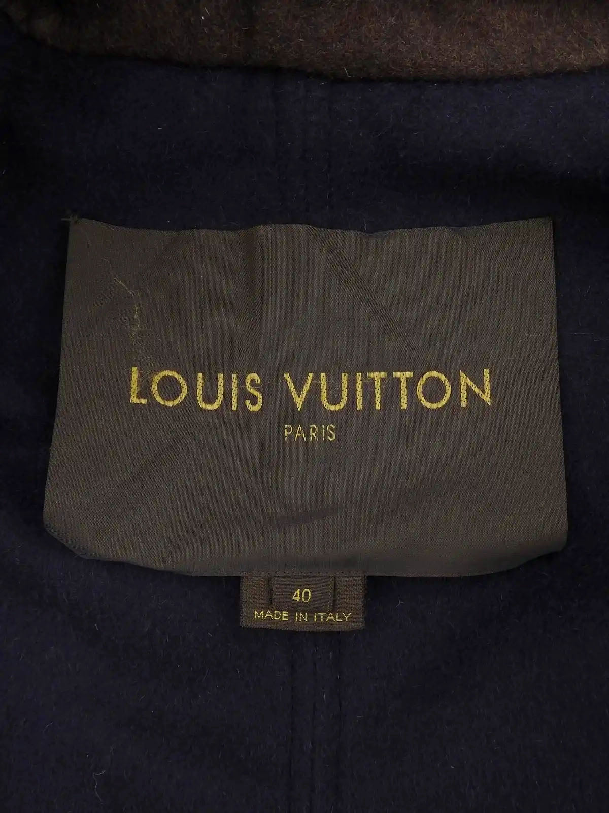 Wool logo button poncho coat in dark brown/navy