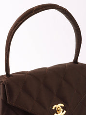1997 Silk Satin CC Turnlock Mini Handbag in Dark Brown