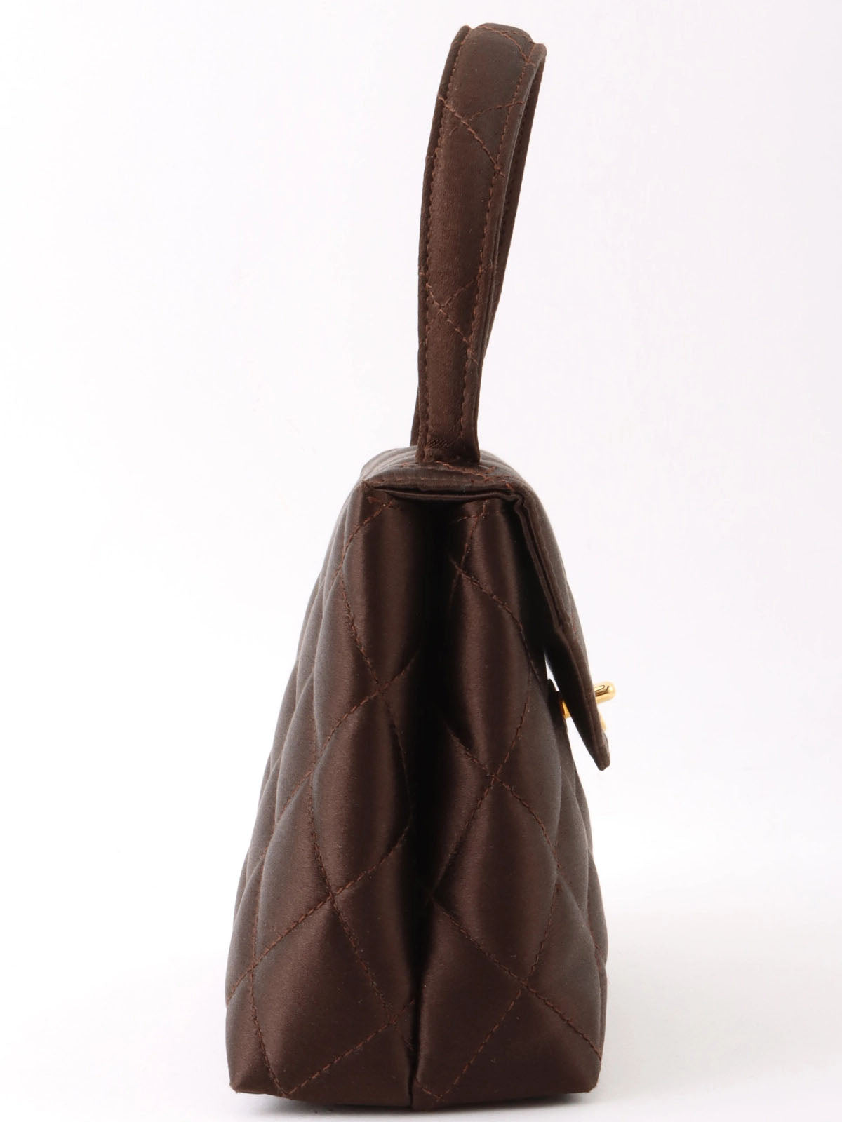 1997 Silk Satin CC Turnlock Mini Handbag in Dark Brown